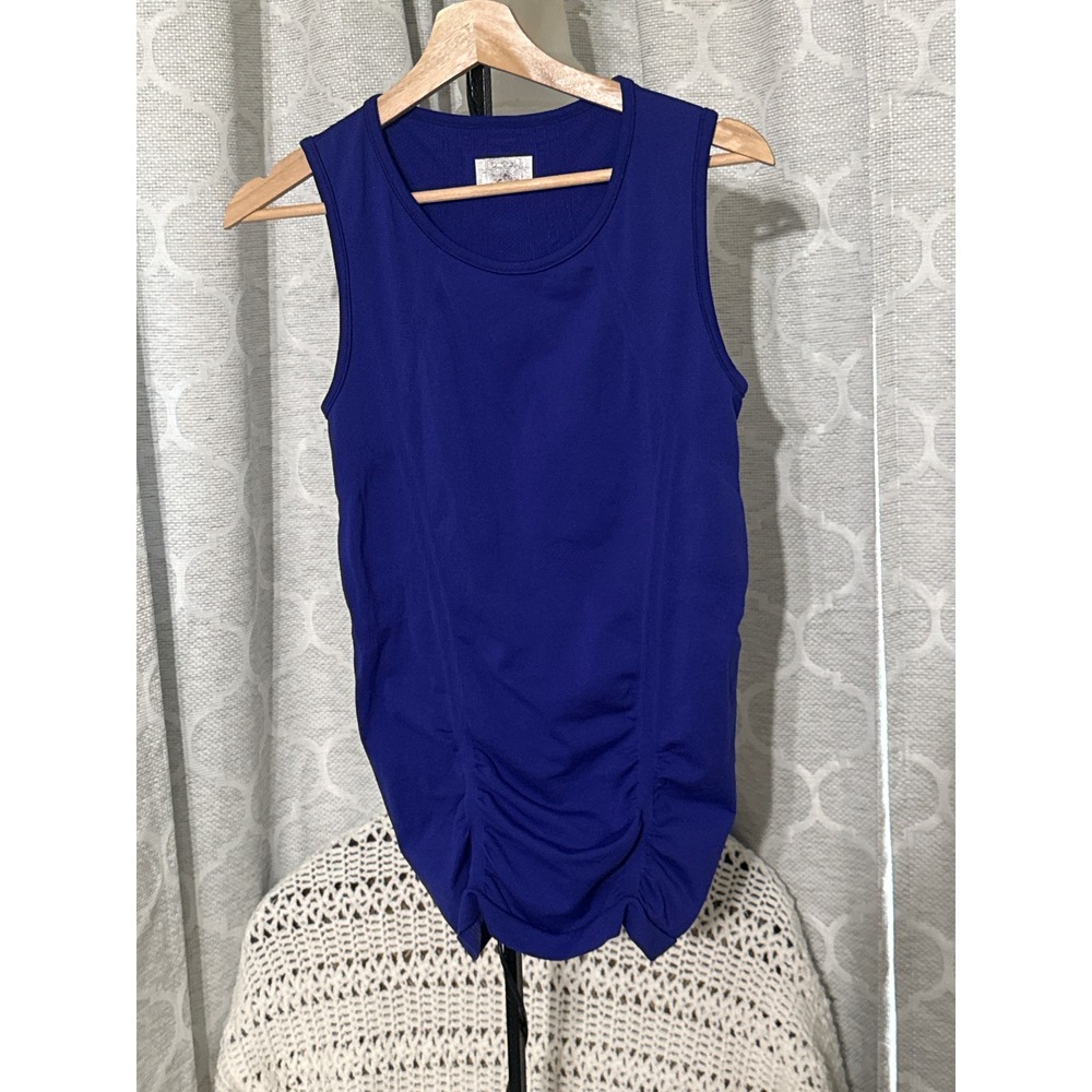 Athleta Royal Blue Ruched Seamless Tank Top Women Size M Activewear Yoga Gym